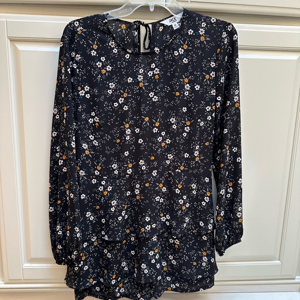 NWT Black floral romper